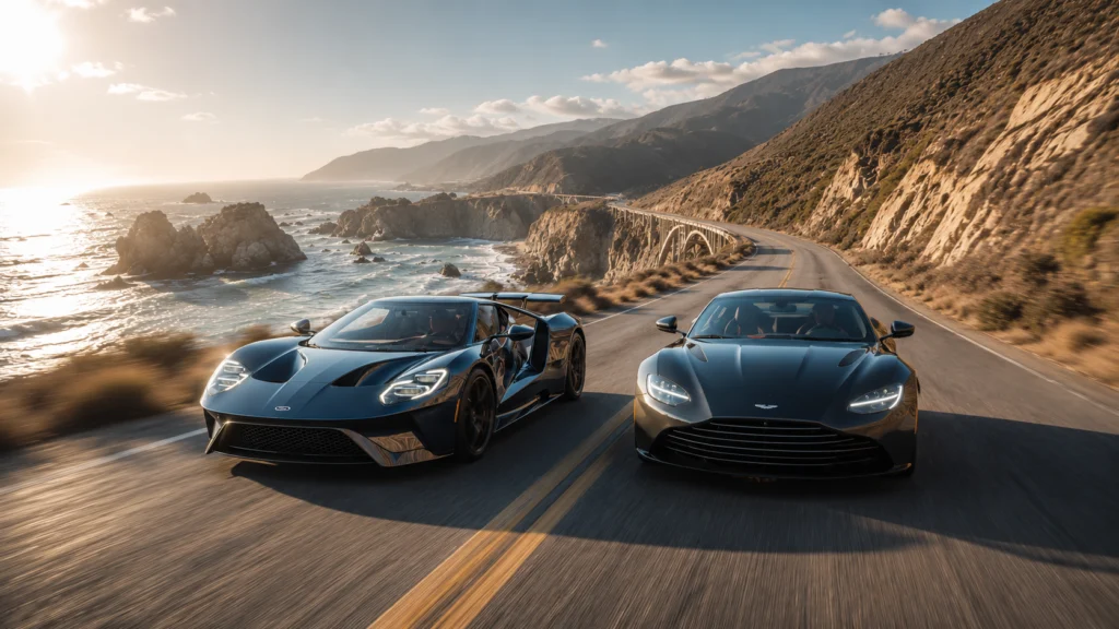 Ford GT vs Aston Martin Vantage: Track-Bred Grand Tourers Compared on the Pacific Coast Highway